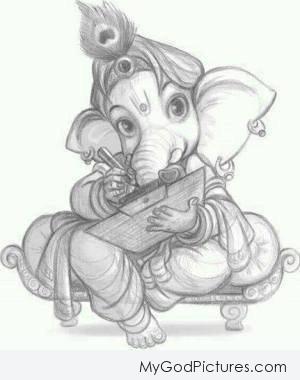 Beautiful Pencil Sketch of God Ganesha Ji - God Pictures