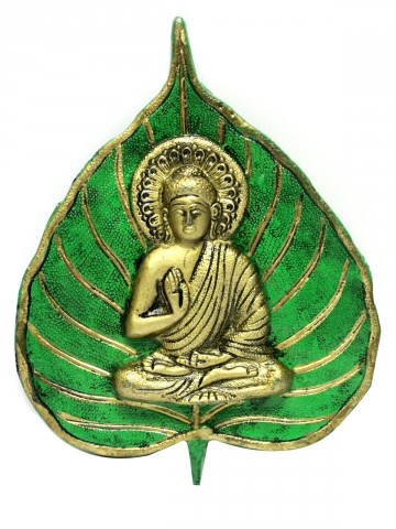 Shri Buddha Ji Image On Leaf