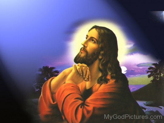 Beautiful Jesus Picture Praying At Night