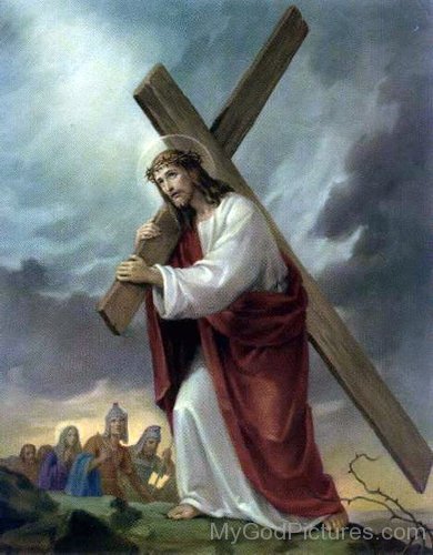 Lord Jesus Holding A Cross Image