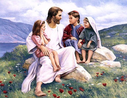 Lord Jesus With 3 Childrens