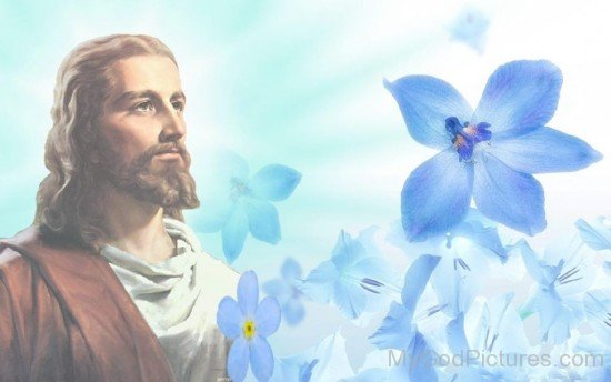 Beautiful Image Of Jesus With Beautiful Flowers