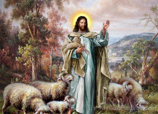 Beautiful Painting Of Jesus Hoilding Lamb