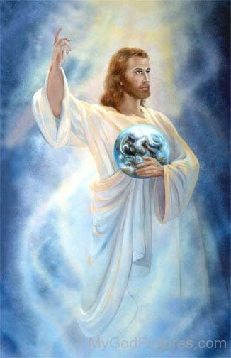 Beautiful Painting Og Lord Jesus With Globe