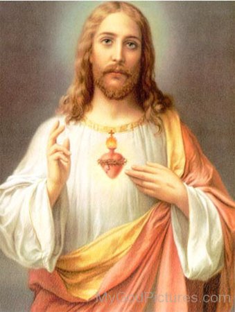 Image Of Jesus Christ In White And Orange Dress