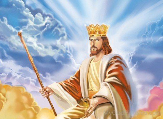 Lord Jesus Christ Wearing Crown In The Heaven