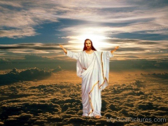 Lord Jesus In Beautiful White Dress In Standing Pose