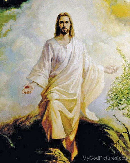 Painting Of Lord Jesus In Standing Pose