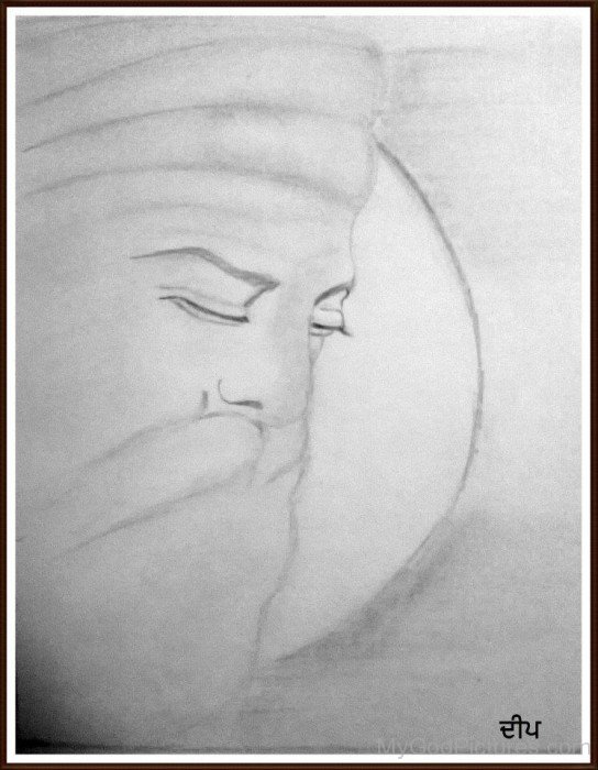 Beautiful Pencil Portrait Of Guru Nanak Dev Ji