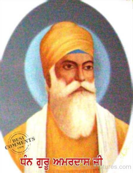 Guru Amar Das Ji In Orange Turban