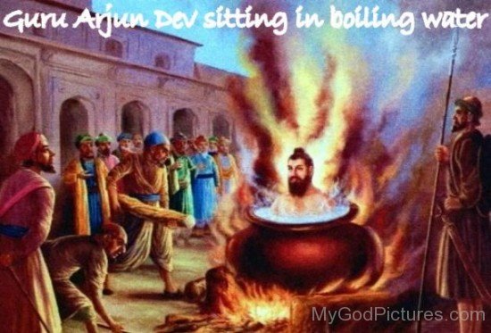 Guru Arjan Dev Ji Sitting In Boiling Water