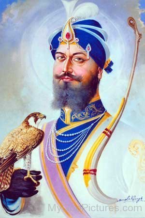 Image Of Guru Gobind Singh Ji In Blue Dress