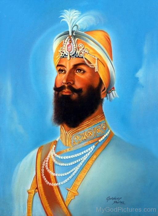 Image Of Guru Gobind Singh Ji  In Sky Blue Dress