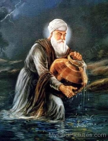 Image Of Guru Nanak Dev Ji Filling Water