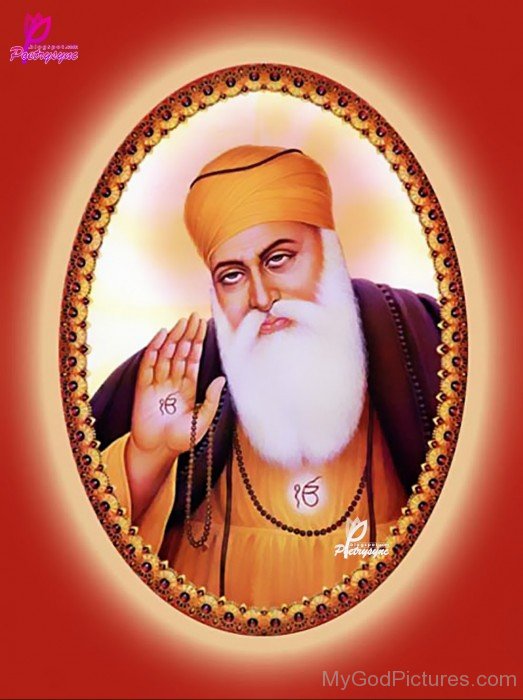 Image Of Guru Nanak Dev Ji In Round Fame