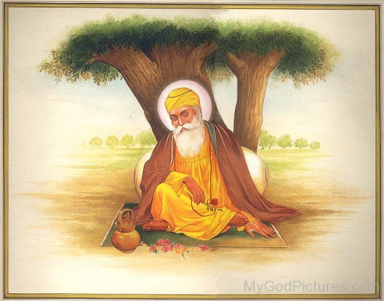 Image Of Guru Nanak Dev Ji Sitting Under The Tree