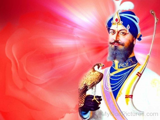 Image Of Guru Gobind Singh Ji  With Eagle