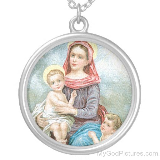 Round Frame Image Of Lord Jesus With Marry