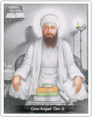 Shri Guru Angad Dev Ji In White Dress