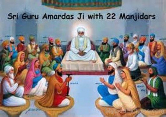 Sri guru Amar Das Ji With 22 Manjidars