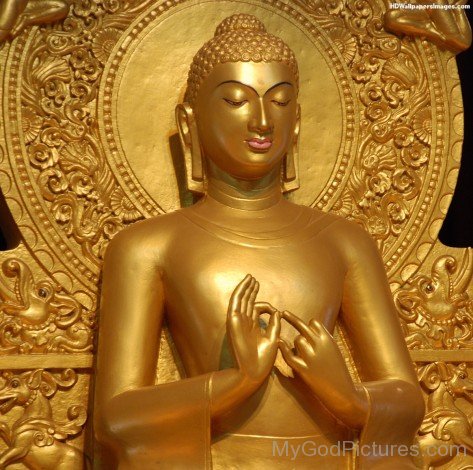 Beautiful Gold Statu Of Lord Buddha Ji