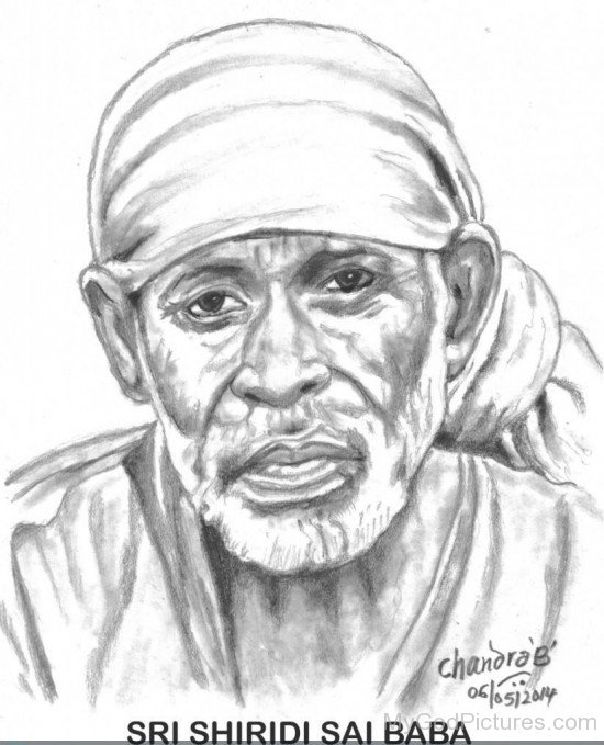 Beautiful Pencil Sketch Of Sai Baba Ji