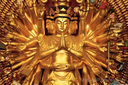 Golden Image Of Lord Gautam Buddha Ji