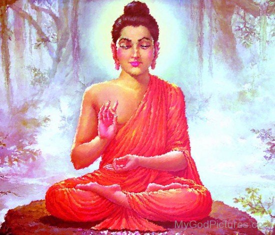 Image Of Lord Buddha Ji In Pink Dress