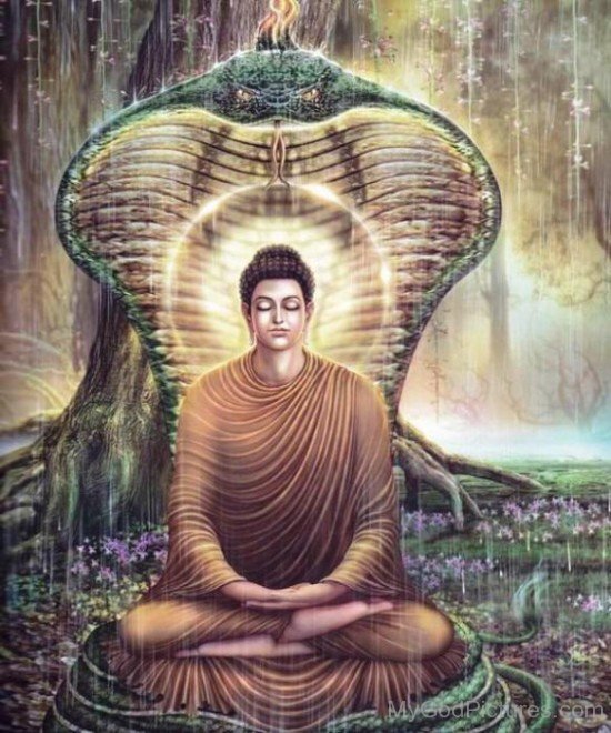 Image Of Lord Buddha Ji Sitting On Snake