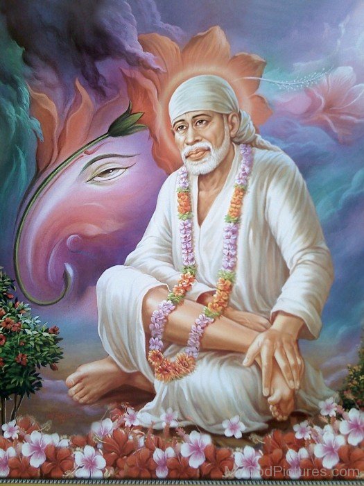 Image Of Sai Baba Ji In White Clothes