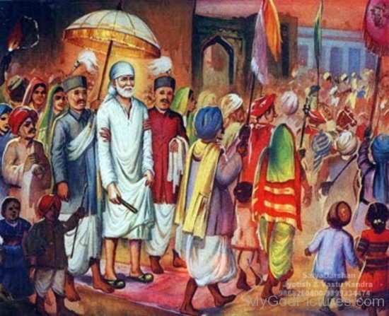 Image Of Sai Baba Ji With Crowd