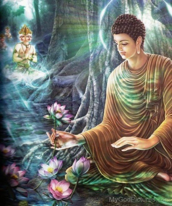 Lord Gautam Buddha Ji Plucking A Flower