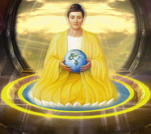 Lord Gautama Buddha Ji Holding Globe
