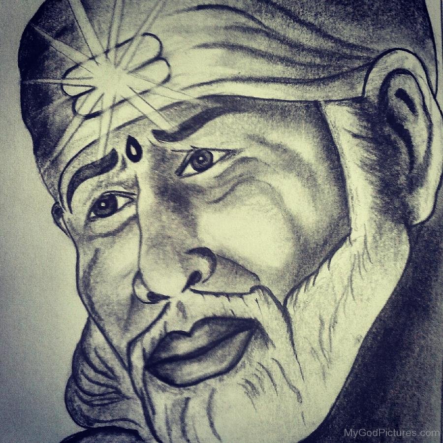 Pencil Portrait – Sai Baba Ji