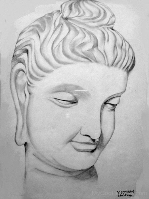 Pencil Sketch Of Lord Buddha Ji