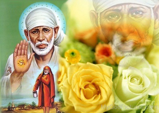Picture Of Sai Baba G With Roses