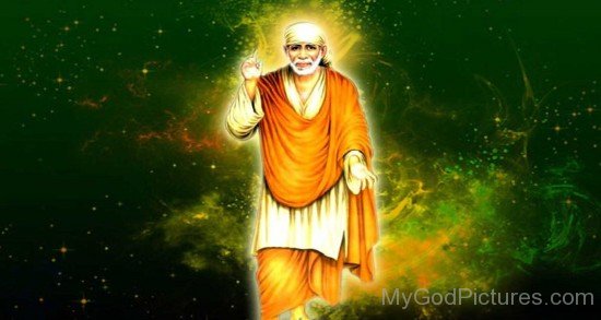 Picture Of Sai Baba Ji In Orange Dress