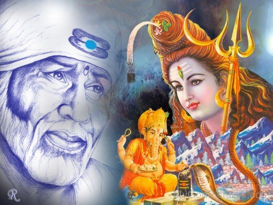 Sai Baba Ji - Lord Shiva Ji And Lord Ganesha Ji