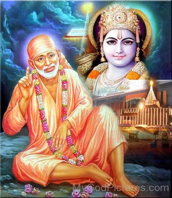 Sai Baba Ji With Lord Krishna Ji