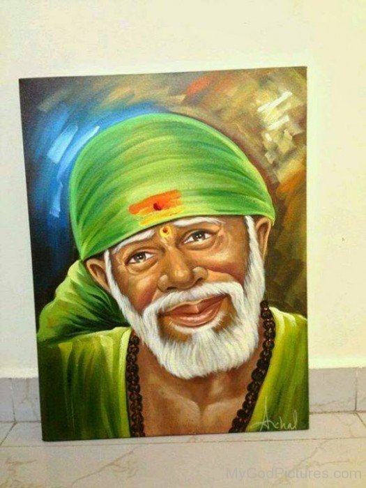 Water Painting Of Sai Baba Ji