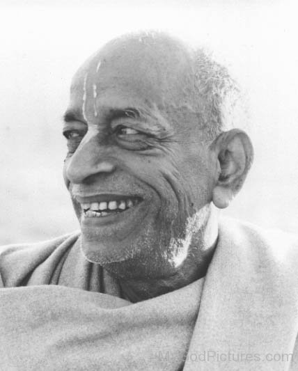 Black And White Image Of Abhay Charanaravinda Bhaktivedanta Swami Prabhupada