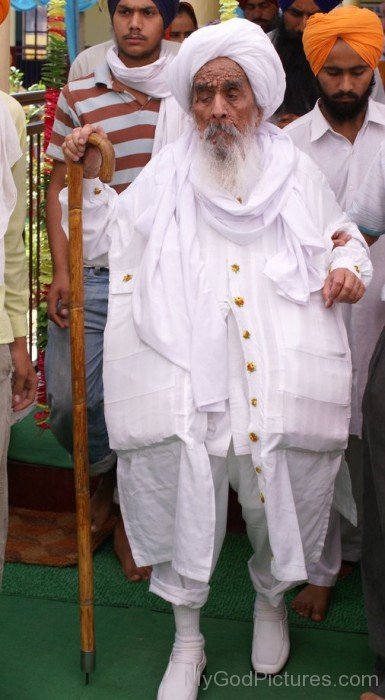 Sant Baba Ajit Singh Ji Wearing A White Dress  -Picture