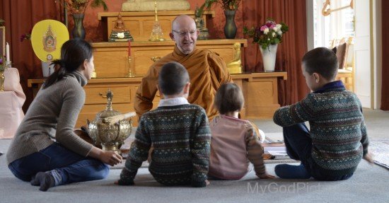 Ajahn Amaro Intracting With Children