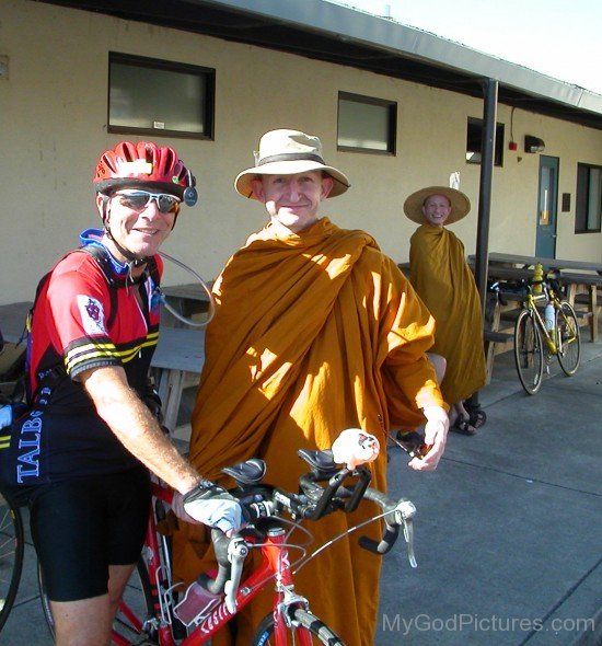 Ajahn Amaro With Cyclist ED