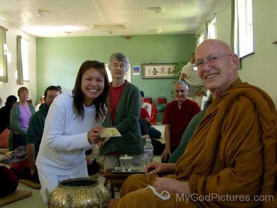 Ajahn Sumedho With Devotee