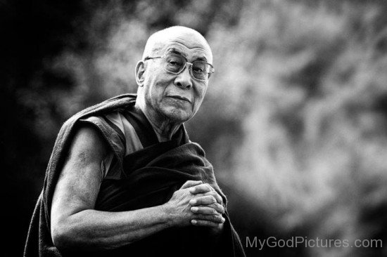 Black And White Image Of Dalai Lama