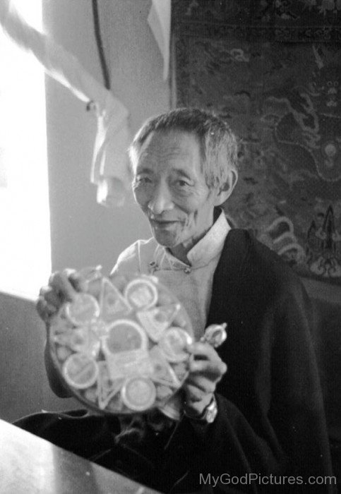 Black And White Image Of Kalu Rinpoche