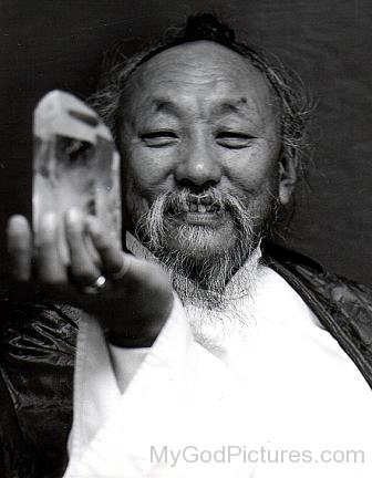 Chagdud Tulku Rinpoche Holding Crystal