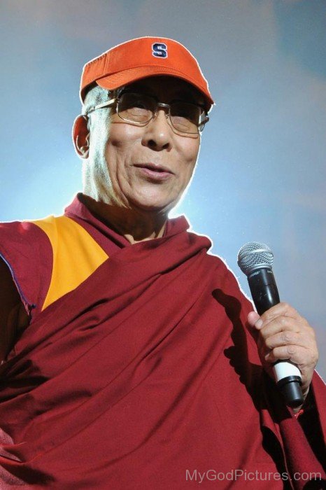 Dalai Lama Holding Mic