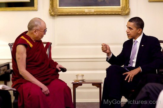 Dalai Lama Talking With Barack Obama